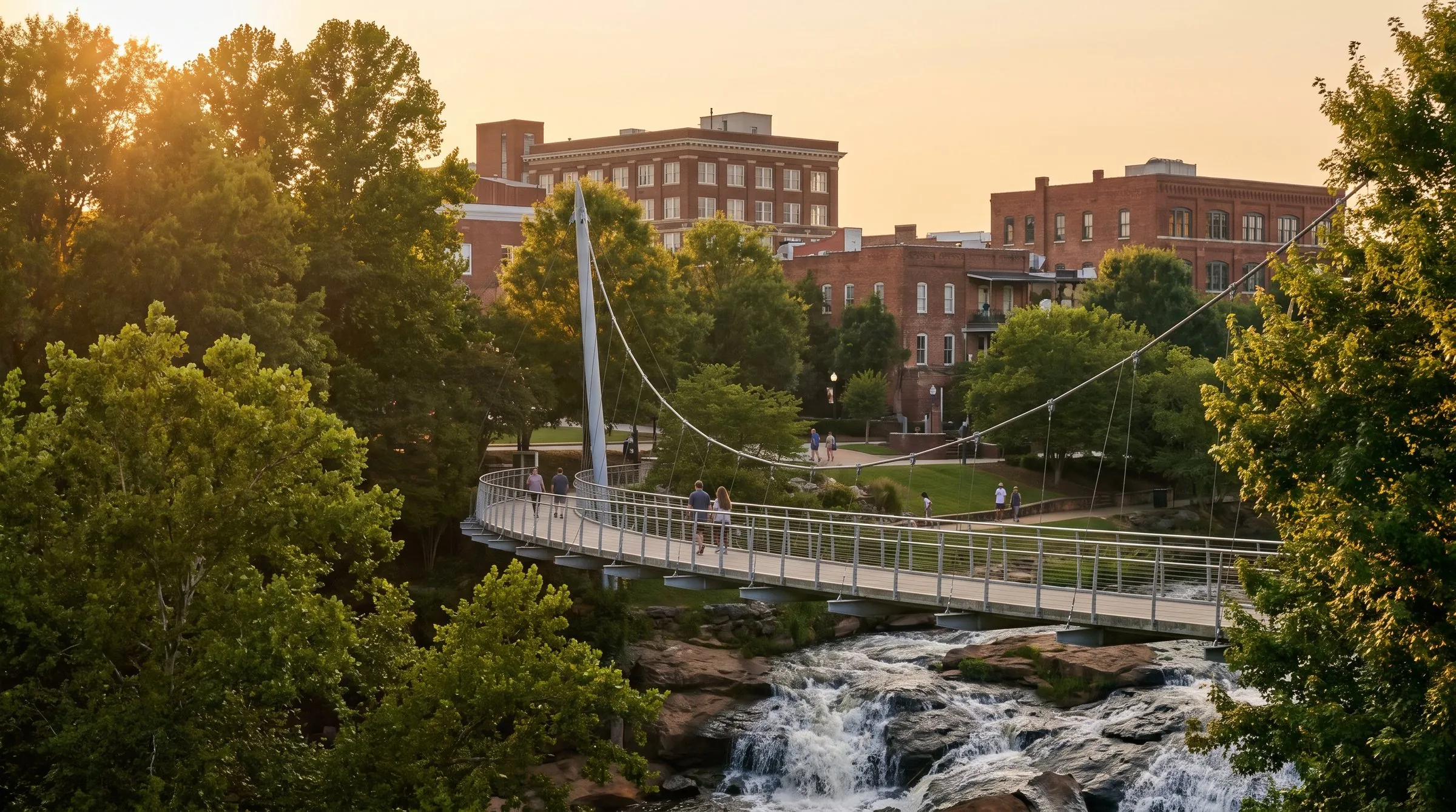 The Liberty Bridge over the falls in Greenville, South Carolina