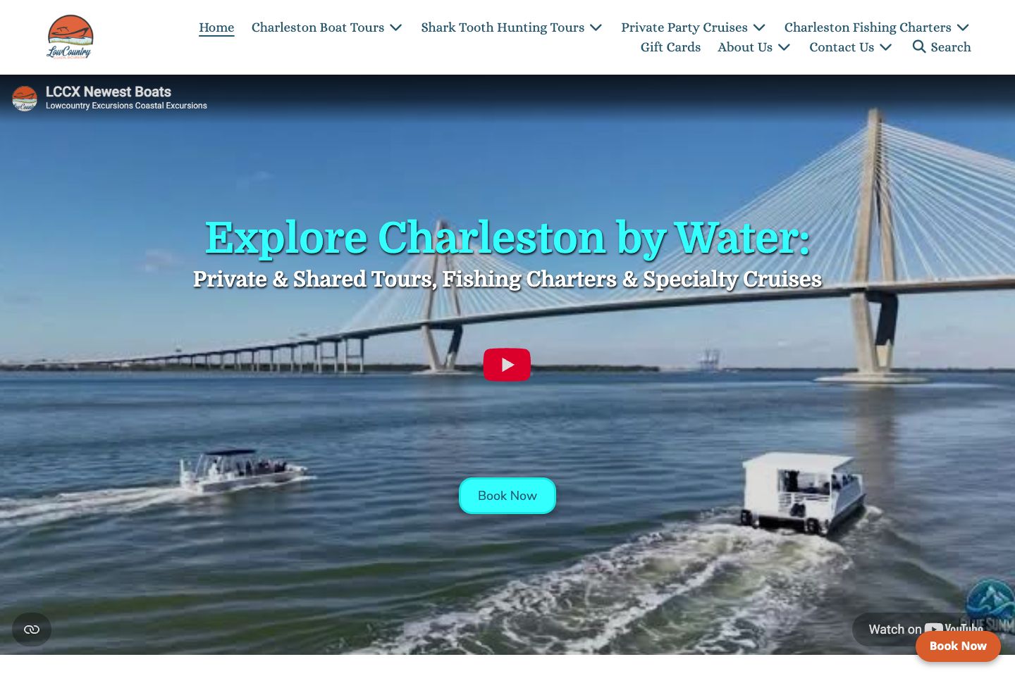 LowCountry Coastal Excursions website homepage