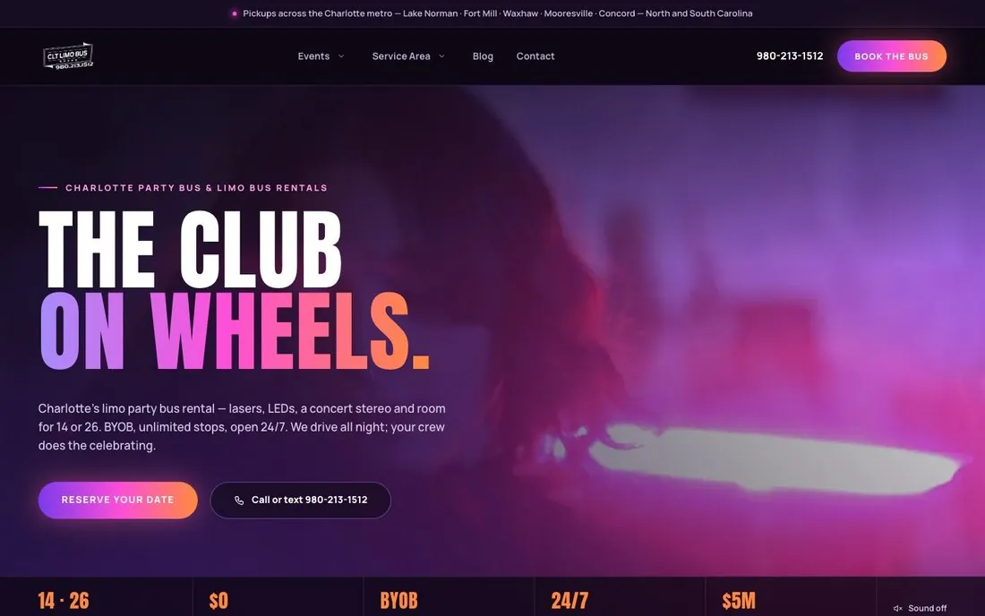 A client homepage in a browser frame
