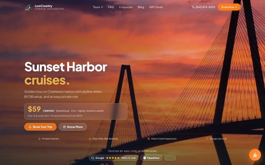 A client homepage in a browser frame