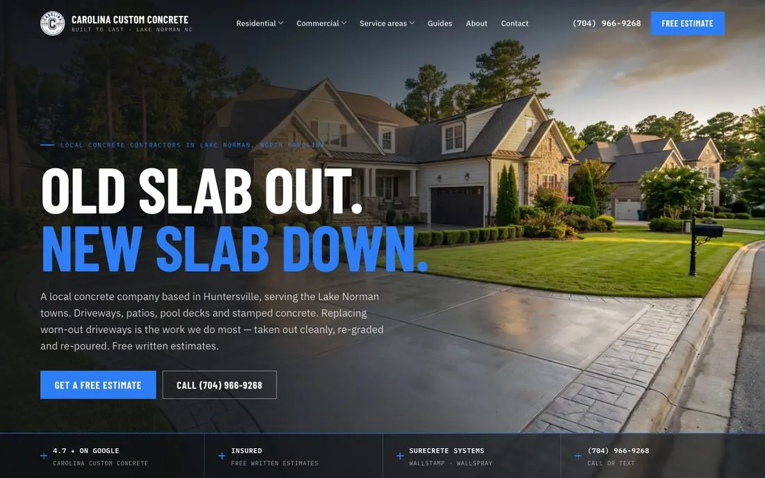A client homepage in a browser frame