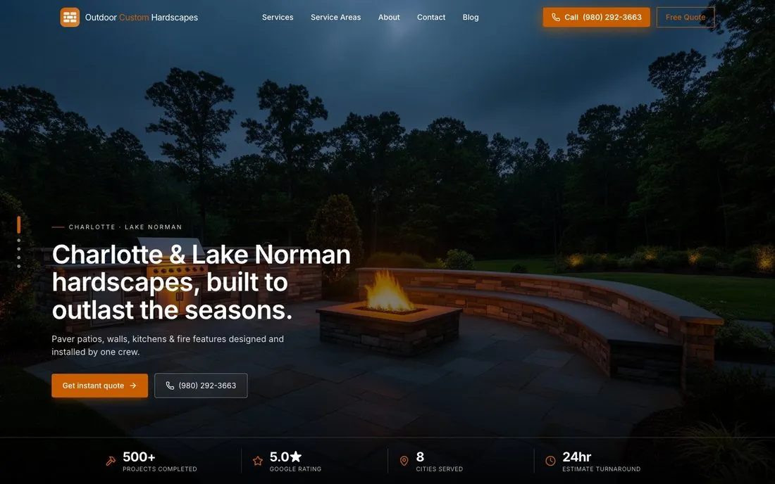 A client homepage in a browser frame